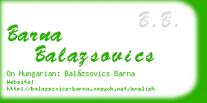 barna balazsovics business card