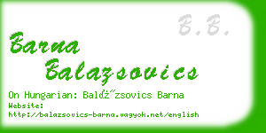 barna balazsovics business card